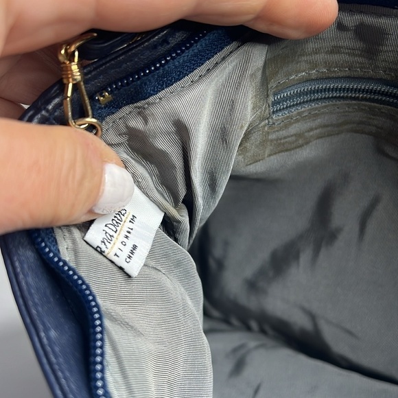 Whiting and Davis Navy Blue Metal Mesh and Leather Trim Shoulder Clutch Bag - Picture 11 of 11